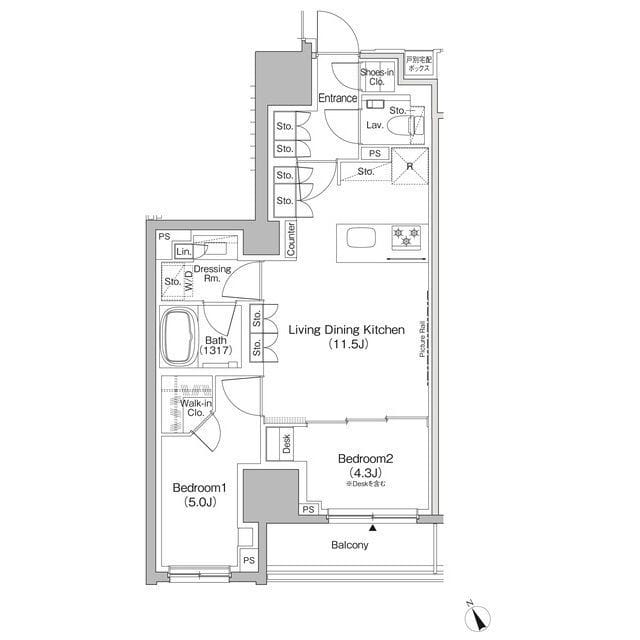 ザ・パークハビオ日本橋茅場町 509 間取り図