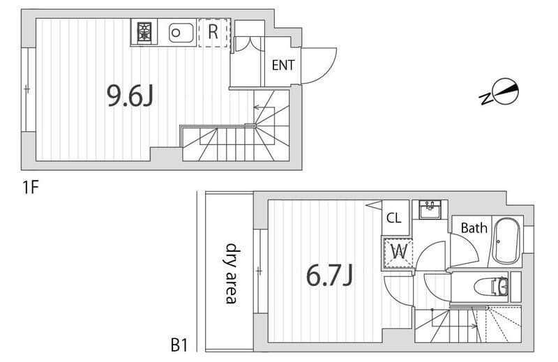 ミモザ若林 102 間取り図