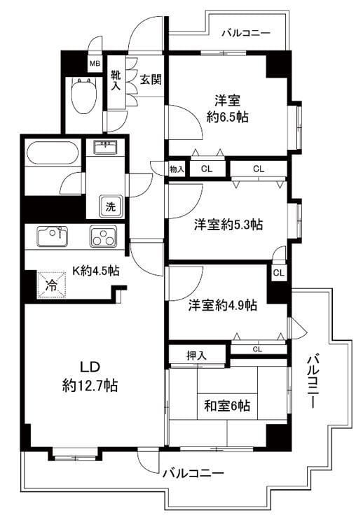 コスモ南柏 603 間取り図