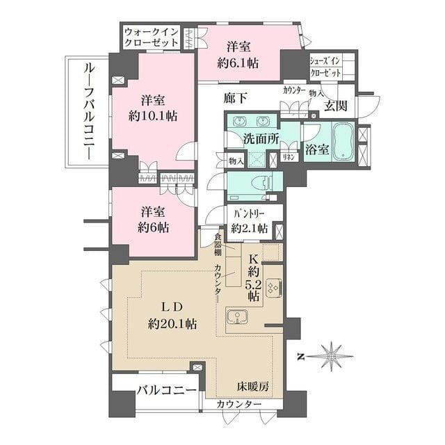 ザ・パークハウス高輪プレイス 204 間取り図