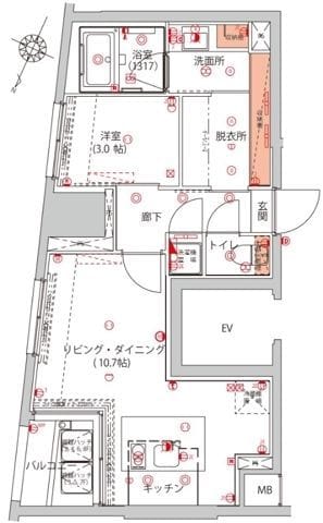 ハーモニーレジデンス千代田岩本町 602 間取り図