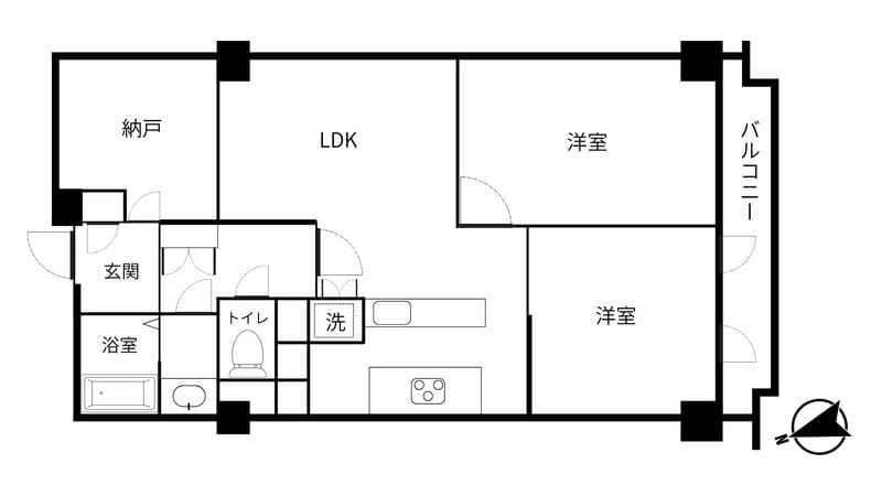 麻布狸穴ナショナルコート 205 間取り図