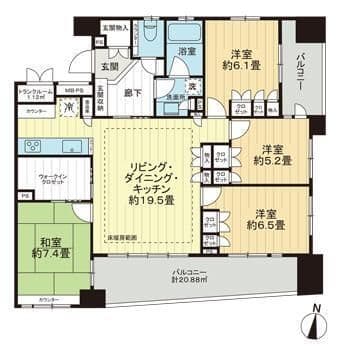 ライオンズ北千住マークレジデンス 1403 間取り図