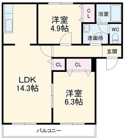 アルファコート流山 206 間取り図