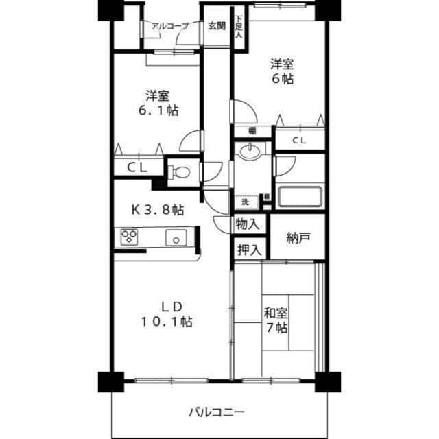 アソシエール野方 304 間取り図