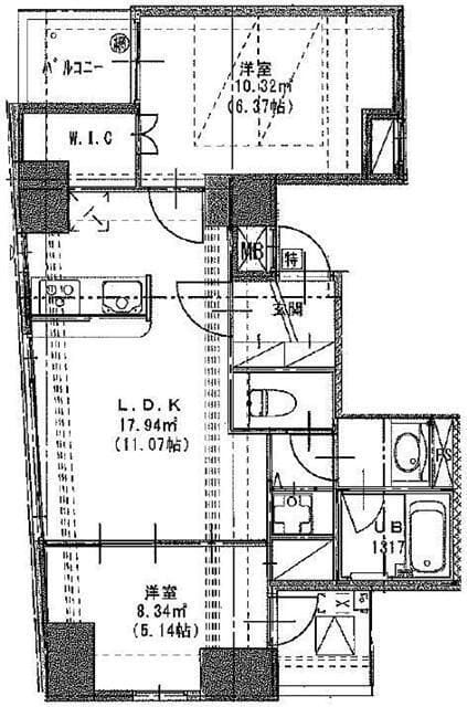 S-RESIDENCE日本橋浜町 1202 間取り図