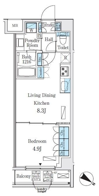 ライズ代々木Ⅲ 402 間取り図