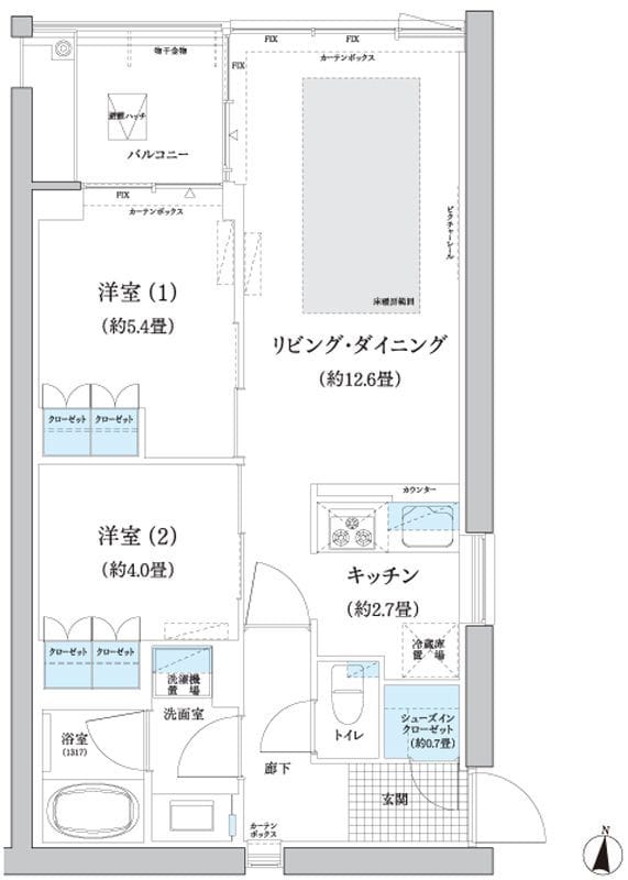 ガーデニエール砧 WEST 417 間取り図