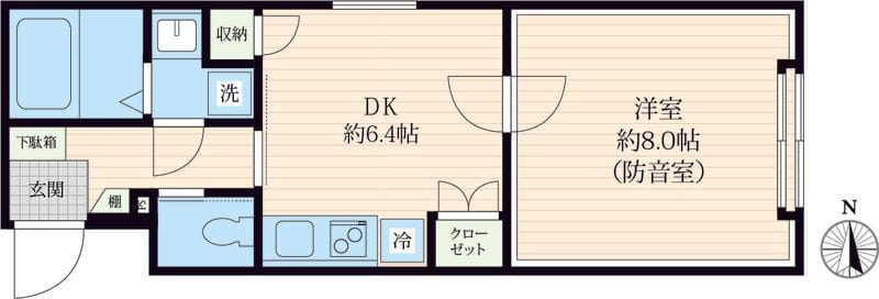 [防音マンション」VORT上北沢レジデンス 101 間取り図
