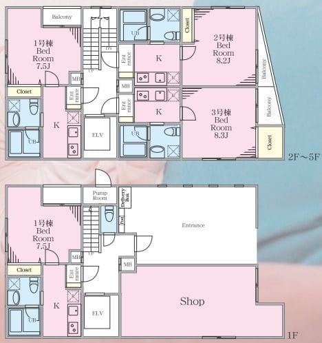 シャンブル 303 間取り図