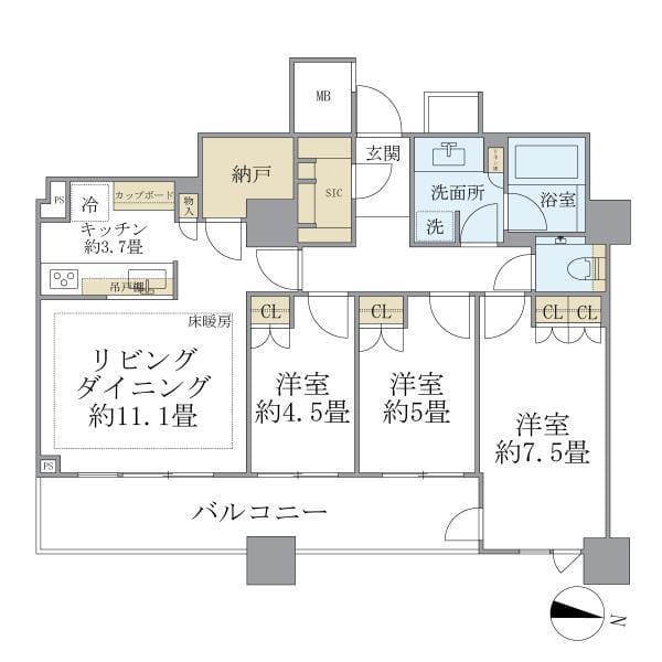 Brillia大井町 LA VIE EN TOWER 2708 間取り図