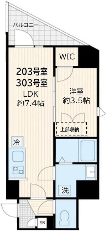 アルカンシエル新宿大京町 203 間取り図