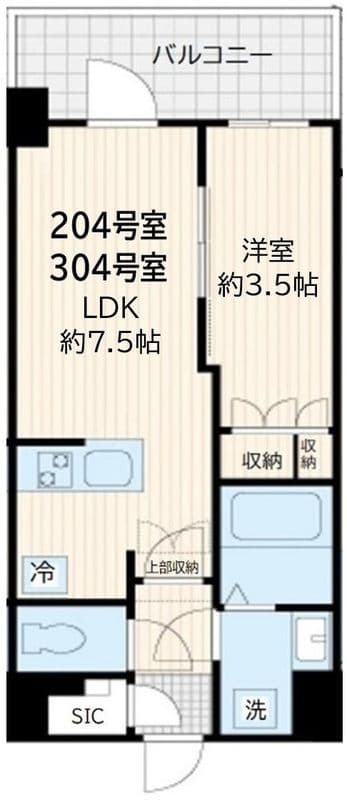 アルカンシエル新宿大京町 204 間取り図