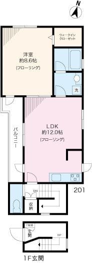 メゾンフォンテーヌN 201 間取り図
