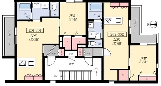 メゾンイセモトNo.1 301 間取り図