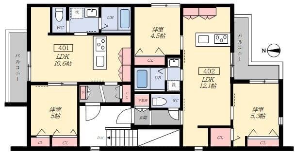 メゾンイセモトNo.1 402 間取り図