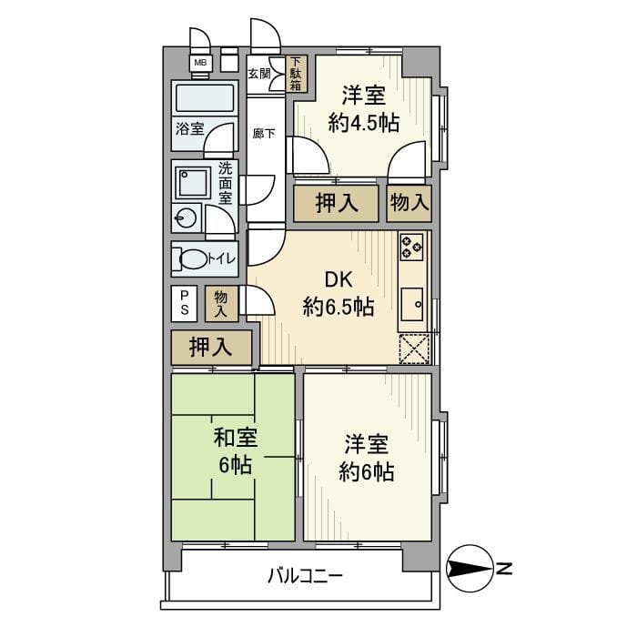 用賀ガーデンフラッツ 301 間取り図