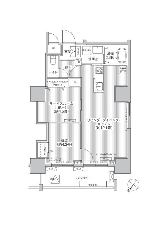 グランデュール富士 801 間取り図
