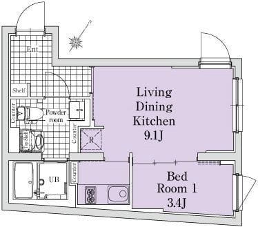 OAK VILLA SOU目黒 404 間取り図