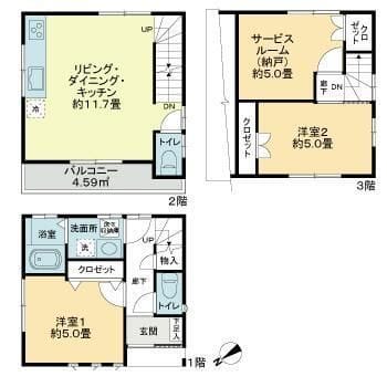 葛飾区亀有2丁目 戸建 0001 間取り図