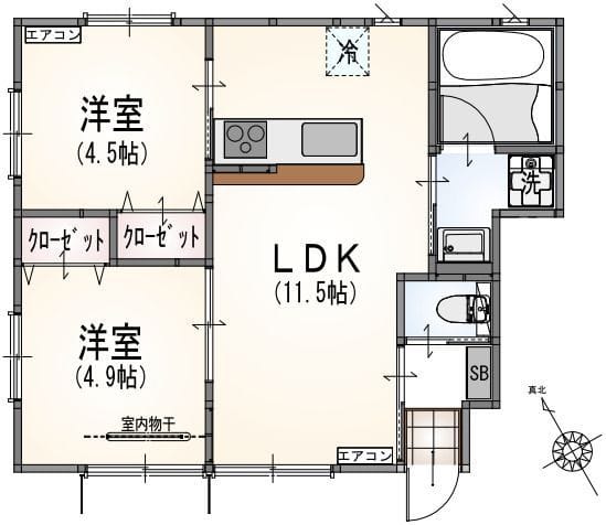 サンライズ登戸Ⅲ 101 間取り図