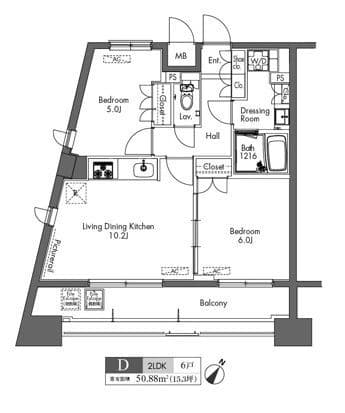 プラウドフラット三軒茶屋 1403 間取り図