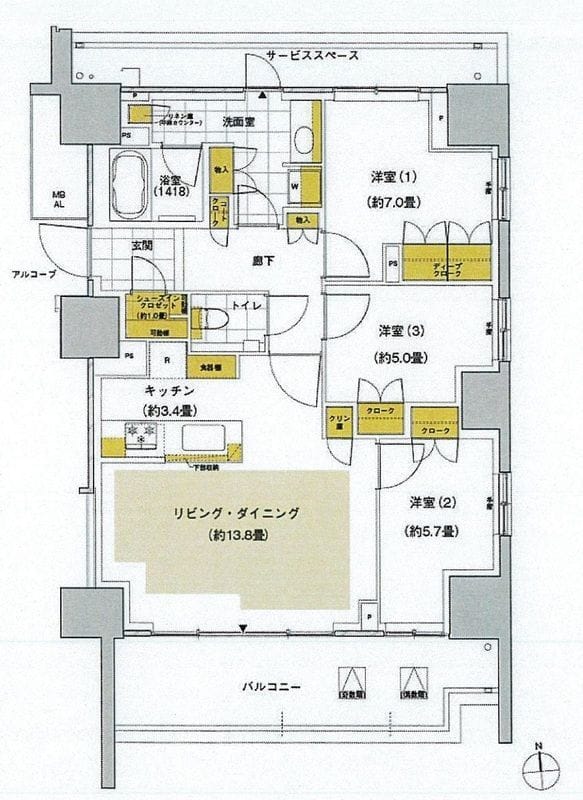 晴海フラッグ サンヴィレッジ E棟 309 間取り図