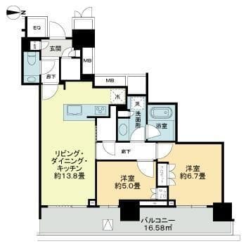 ザ・パークハウス晴海タワーズクロノレジデンス 1816 間取り図