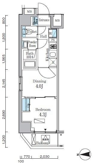 プライマル門前仲町 306 間取り図