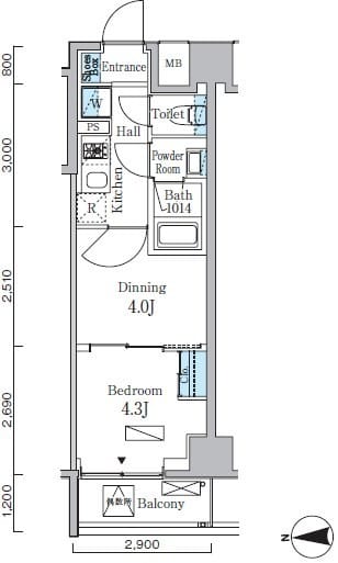 プライマル門前仲町 404 間取り図