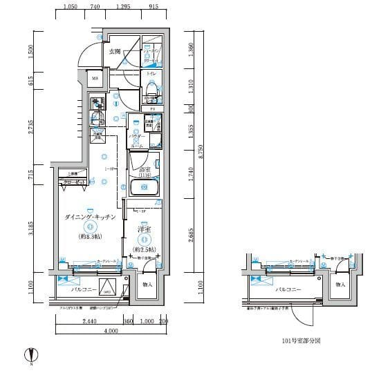 RELUXIA武蔵中原 101 間取り図