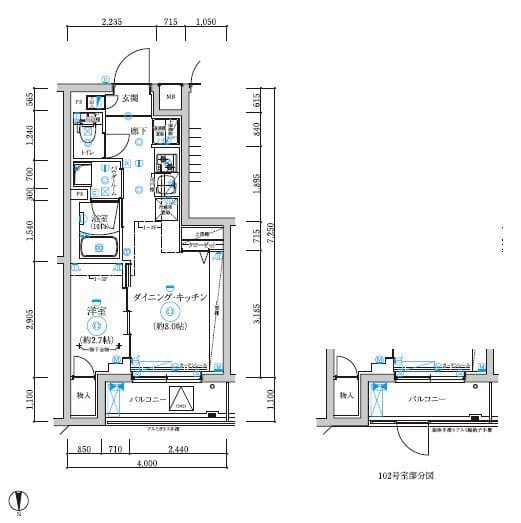 RELUXIA武蔵中原 102 間取り図