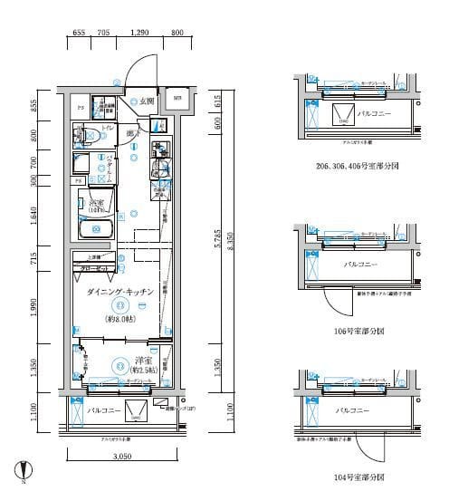 RELUXIA武蔵中原 104 間取り図