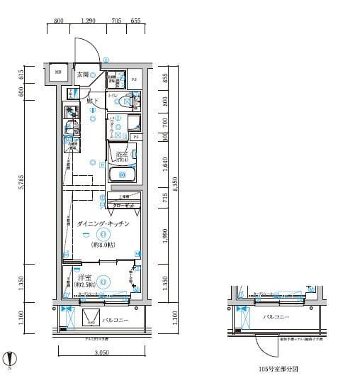 RELUXIA武蔵中原 105 間取り図