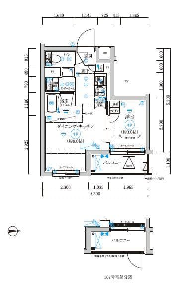 RELUXIA武蔵中原 107 間取り図