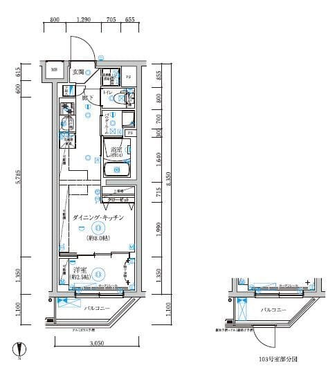 RELUXIA武蔵中原 203 間取り図