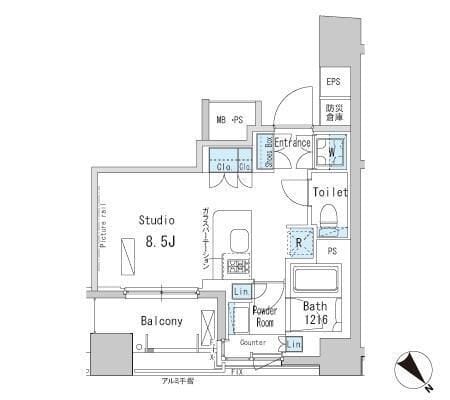 パークアクシス茅場町 1202 間取り図
