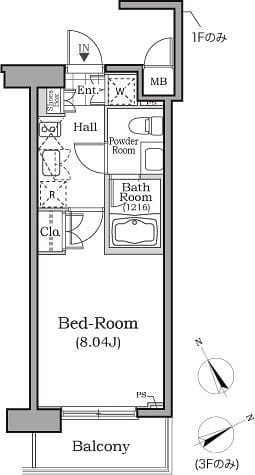 レジディア用賀 0105 間取り図